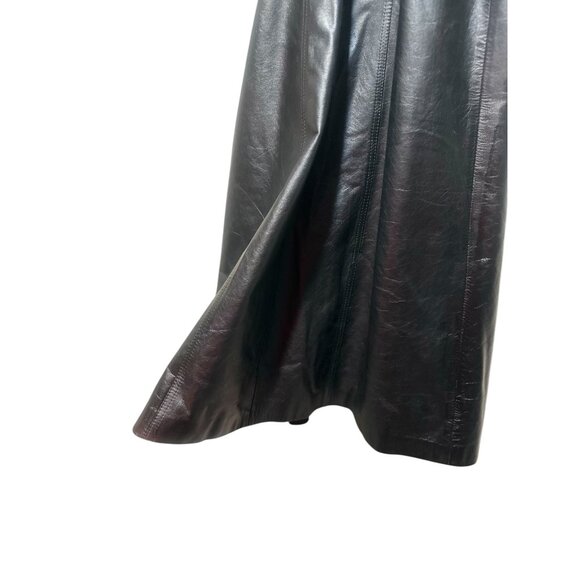 Avanti Leather Long Trench Coat Womens Medium Black Waist belt Matrix Grunge 70s - Picture 16 of 16